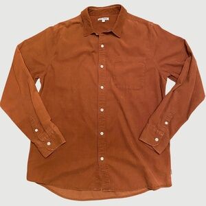 Banks Journal mens fine wale corduroy button up shirt burnt orange large